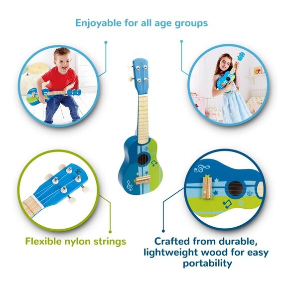NEW HAPE Kid's Wooden Toy Ukulele Ukelele 21" Musical Instrument Nylon Strings D - Picture 5 of 15